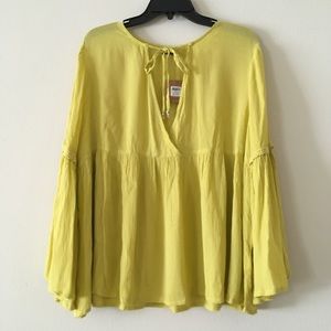 Women's Yellow Bohemian Blouse Earthbound Trading NWT
